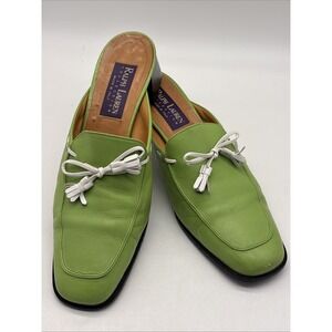 Ralph Lauren PUTPLE LABEL Women's Slip On Loafer Lime Green White Bow Italy Sz 8